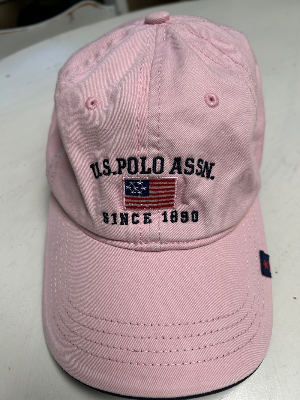 U.S. Polo Assn. Pink Embroidered Flag Baseball Cap adjustable fit